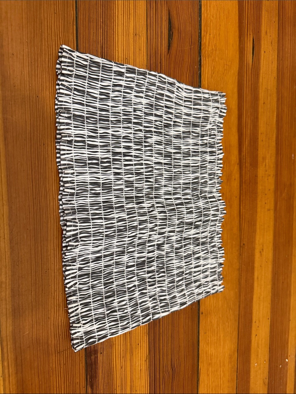 Black and White Smocked Mini Skirt - Women's Stretch Skirt